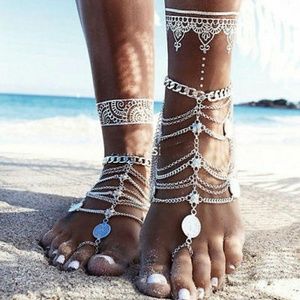 2 Pairs of boho chic anklets